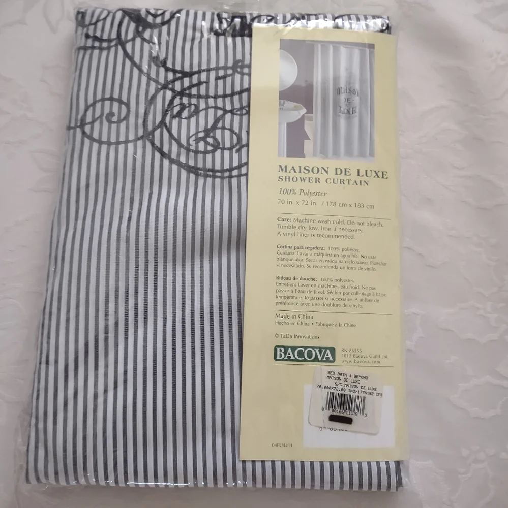 New 🆕 Maison De Luxe Embroidered Shower Curtain Black White Shabby Chic